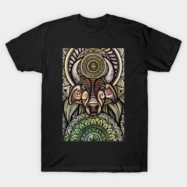 Trippy Mandala Ox T-Shirt by asiancoffeegirl